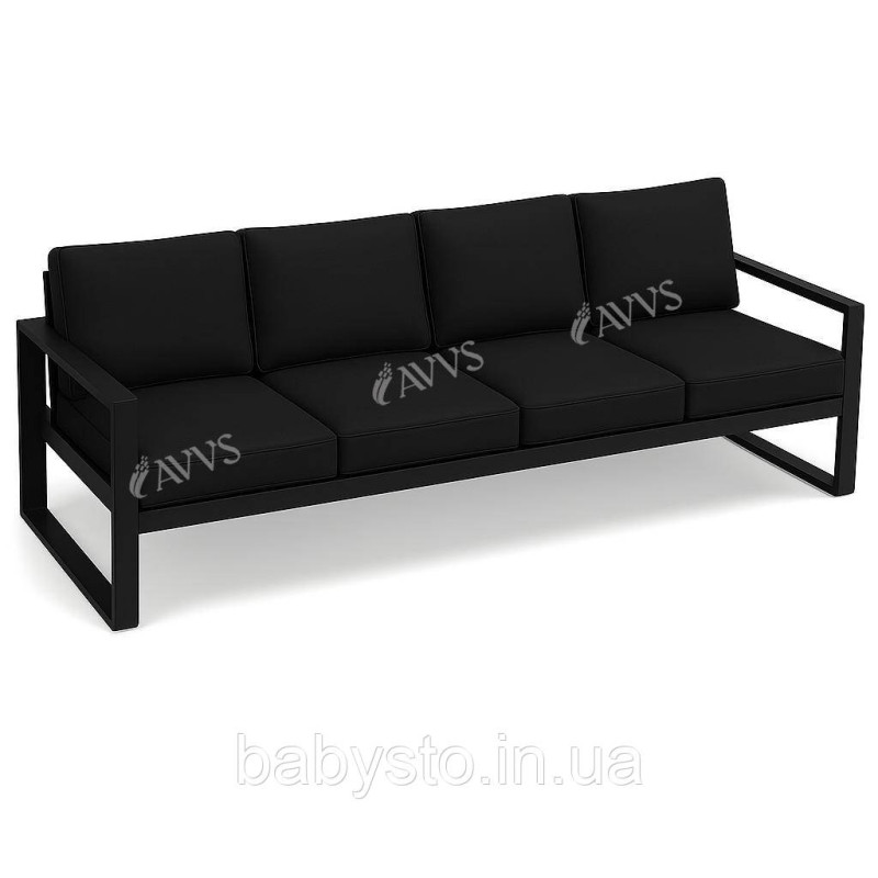 Диван металевий AVVS Бостон  250 см лофт з підлокітниками велюр чорний