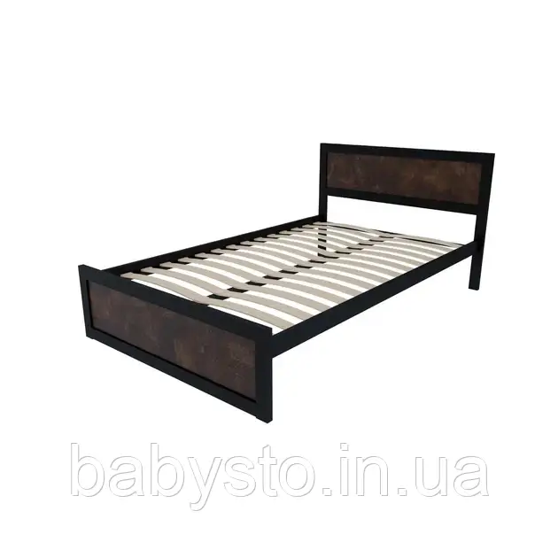 Ліжко односпальне RoMax Loft 120х200 Оксид/Чорний