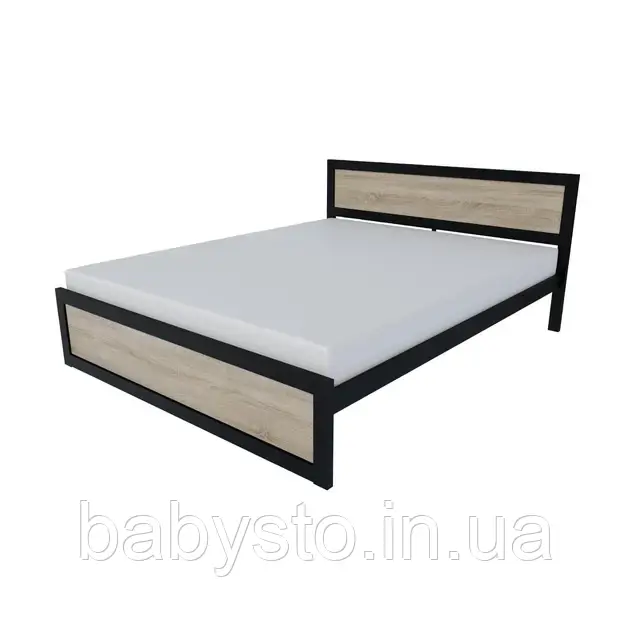 Ліжко односпальне RoMax Loft 160х200 Дуб Сонома/Чорний